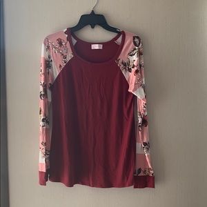 Red and floral top
